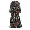 Robes décontractées robe en soie femme française mince sept points manches jupe trapèze printemps longue chemise de mûrier