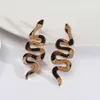 Boucles d'oreilles pendantes lustre Punk ormeau serpent torsadé pour femmes longue Serpentine cuir Python peau de serpent bijoux en grosDangle