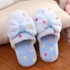 Slippers Winter Woman Home Warm Cute Bow Cotton Women Flats Shoes Open Toe Floor Bedroom Female Comfor Indoor Ladies