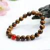 Link Bracelets 8mm Round Natural Yellow Tiger Eye Stone Red Onyx Bracelet Hand String Clear Beads Elastic Jewelry Making Design Womens Gifts