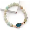 Charm Armband 8 5mm Matte Nature Stone Durzy Waterdrop Armband f￶r kvinnor Green Blue Fashion Jewelry Wholesale Drop Delivery Dh7ar