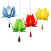 Lampes suspendues Chinois Tissu Lotus Lustre Lampe Classique Buddha Hall Temple Salon Restaurant