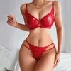 Sexy Set 2 Stück Dessous Frauen PU Leder Bh Unterwäsche Erotische Weibliche Push-Up Mit Slip Pyjama Y2302