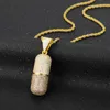 Pendant Necklaces 2021 New Ice out Capsule Pill Pendant Necklaces Gold Sweater Chain Necklace Choker for Women Hip Hop Punk crystal Jewelry Gift G230206