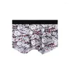 Underpants L-3XL Ice Silk Mens Underwear Breathable Boxer Shorts Antibacterial Panties Print Seamless BoxerShorts Male Intimates