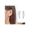 Stud 7 Crystal Cubic Zirconia Ushaped Ear Clip Cuff Brosk￶rh￤ngen f￶r kvinnor 925 Sterling Sier Hypoallergenic Fashion Drop Deliv Dhyd5