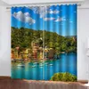 Kurtyna Blue Room Curtains Sceneria 3D Blackout do mieszkalnej pościeli Drape Cotinas para sala