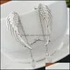 Ear Cuff Angel Wing Lady Stud Earring Tassels Chain Crystal Clip Sier Plated Alloy Hollowing Out Earrings Ornaments Charm Fashion 1 Dhm8C