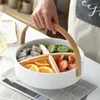 Plates Nordic Creative Ceramic Fruit Plate Modern Living Room Home Portable Dried Candy Box Basket With Handle
