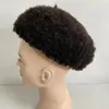 マレーシアの処女人間の髪のピース4mmアフロQ6 Toupee＃1B黒人男性用のカラーレースユニット
