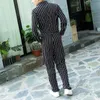 Men's Pants Spring Brand Coverall Autumn Korean Men Vertical Stripes Jacket Jumpsuit High Quality Plus Size Elastic Wais TrousersM