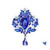 Pins Brooches Vintage Style Big Water Drop For Women Jewelry Colorf Flower Brooch Pin Rhinestone Crystal Broach Wedding C3 Delivery Dhwcm