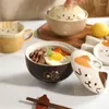 Miski Wshyufei Japońska urocza ceramiczna miska ryżowa makaron instantowy z pokrywką zastawy stołowe studenckie w sypialni Produkty gospodarstwa domowego