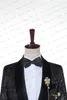 Costumes pour hommes Blazers 2023 Noir Jacquard Floral Tuxedo Hommes Sur Mesure Simple Boutonnage Avec Satin Châle Revers Dîner De Mariage Groomsmen Prom 230206
