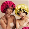 Bonnet / Crâne Casquettes Soie Bonnet De Nuit Chapeau Double Côté Porter Femmes Tête Er Sommeil Satin Bonnet Pour Beautif Cheveux Réveil Parfait Vente Quotidienne 8 Dh4F7