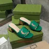 Designer Sandali sexy in pelle con tacco basso Donna Interlocking Pantofole in vera pelle di alta qualità G Cut-out Slide Sandal Calf Ladies Fashion Cutout Wear Shoes NO384