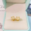 Pasó la prueba de diamantes Unisex Moda Hombres Mujeres Pendientes Plata de ley 925 Chapado en oro Bling Moissanite Studs Pendientes Bonito regalo