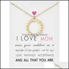 Colares pendentes Eu amo Mom Circle Charker com Cart￣o Gold Sier Cz Chain For Women Fashion Jewelry Mothers Day Gift 819 Drop Delivery Dhqwi