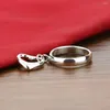 Klaster pierścieni kobiet 925 srebrny pierścień srebrny -minimalistyczny serce/okrągły wisiorek 6 7 8 9 Biżuteria do glamour dla dziewcząt