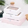 Gift Wrap 20pcslot White Paper Box med Window Christmas Es Brownies Packaging Cookie Macaron Carton Wedding Candy 230206