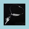 Pendant Necklaces Arrivals Fashion Rope Chain Feather Pattern Bohemian Style Black Statement Necklace Jewelry For Women Sweater Drop Otl7S