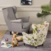 Chair Covers Flowers Printed Kids Wing Cover Stretch Spandex Small Size Armchair Nordic Removable Relax Children Sofa Slipcovers