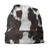 BERETS COWHIDE STYLE MOTORE SPOTTED in cofano marrone e bianco Homme Stampa 3D Cappello da berretto Slouches