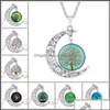 Pendant Necklaces Choker Necklace Fashion Jewelry Galaxy Art Glass Cabochon Moon Beautif Antique Sier Tree Of Life Statement Carshop Dhinv