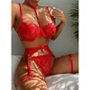 Set sexy biancheria intima da donna esotica con reggiseno senza schienale e reggiseno con volant Y2302