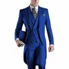 Herenpakken Gentleman Men Slit Slim Fit Solid Bread Tuxedos Mens Blazer Wedding Party Dinner (jasbroek Vest Tas)