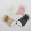 Berets 0-1Y Angora Blend Weiche Babymützen und Mützen für Mädchen und Jungen mit flauschigem Fellbommel