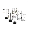 Smycken påsar tonvic 4 uppsättningar klara/svart akryl örhänge display stativ hållare showcase t formade 3 st i 1 uppsättning för 6 hål