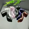 Dicke Glasschüsselpfeifen Farbige Schüsseln zum Rauchen Farbige gebogene Glaspfeife mit Cartoon-Logo