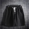 Mäns shorts M-5xl plus storlek elastisk midja med dragskor sportkläder vanlig färg bomullslinne avslappnade korta byxor Summerkläder Y2302