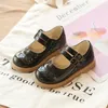 Flat Shoes Children Fashion Hollow Out Leather Girl Pastoral Style Baby Soft Sole Double Breasted Decorative Magic Paste Single Shoe