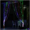 Led Strings X 300 Leds Us110V Eu220V Guirlandes De Noël Guirlandes Fées Fête De Noël Jardin Décoration De Mariage Rideau Drop Delive Dhevg