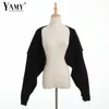 Women's Knits Tees Sexy cropped cardigan knitted short cardigan sweaters for women fashion cute tops korean style long sleeve top batwing sleeve 230207