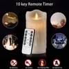 Candles 3 Pcs Flickering Flameless Pillar LED Candle with Remote Night Light Led Wax Light Easter Candle Wedding Decoration Lighting 230206