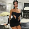 Robes décontractées INS Style Femmes Patchwork Robe Slim Long Sleeve Wrap Hip Jupe Night Club Cravates Sexy See-through Mesh Gaze Couture Robe