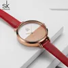 Montres-bracelets Shengke Women Watch avec bracelet mince rouge/montre à quartz japonaise/cadran créatif 6 mois de garantie cadeau de Noël Zegarek Damski