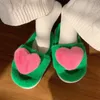 Slippers Wholesale Fluffy Fur Furry Thick Platform Home Women Winter Warm Plush Slides Love Heart Flip Flops Indoor House Shoes Y2302