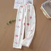 Indumenti da notte da donna Pantaloni da pigiama in cotone primavera estate e autunno per pantaloni lunghi da donna lavorati a maglia da donna allentati casuali