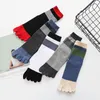 Men's Socks Autumn Winter Leisure Five Toe Tube Mid-Calf Warm Men Finger Absorbs Sweat Stripe Thicken SocksMen's