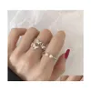 Band Rings Authentic 925 Sterling Sier Butterfly For Women Vintage Open Size Justerbar Ring Christmas Party Gifts C3 Drop Delivery J Dhaic