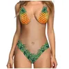 Damen-Badebekleidung Euramerican Foreign Single Sexy Skin Rose Ananas Wassermelone Brusthaar Jakobsmuschelmuster Perspektive Dreieck Einteiliger Badeanzug Damen