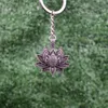 Keychains 1pcs Lotus Mandala Flower Keychain Yoga Zen Buddhism Religious Amulet Jewelry Gift For Women