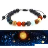 Charm armband m￤n armband universum galax ￥tta planeter Braid Bead Natural Stone Yoga Solar Chakra For Women Jewelry Drop Delivery DHW6K