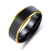 Pierścionki ślubne Tytanium Matte Black Men's Ring Blue Purple. Red / Tri Color String Band biżuteria 8 mm