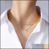 Pendant Necklaces Stainless Steel Geometric Mti Layer Stacked Necklace Women Clavicle Neck Chain Punk Accessories Jewellery 1899 Dro Dhbod