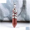 Pendant Necklaces 5.1 X 1 1Cm Dragon Shaped Natural Stone Necklace Hexagonal Aura Head Crystal Column Jewelry For Lovers Dro Dhgarden Dhk91